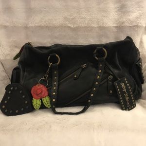 Betsey Johnson black leather shoulder bag